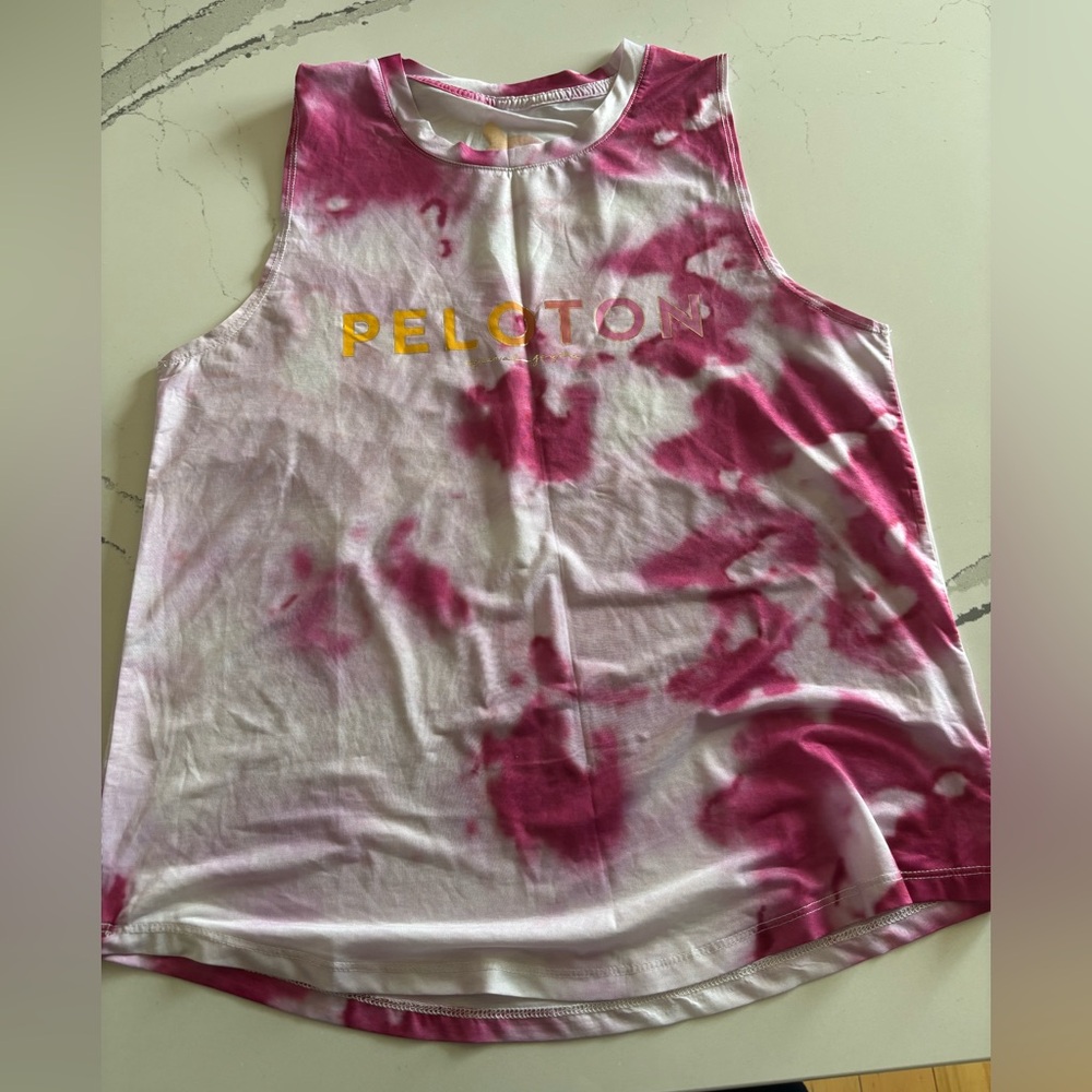 Peloton Pink and White Tie-Dye Tank Top